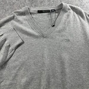 Greg Norman V-Neck Sweater Mens XXL Gray Logo Knit Golf Classic